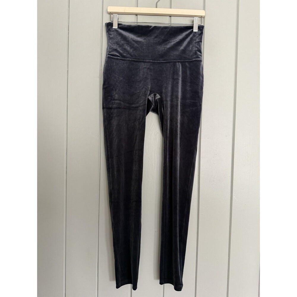 Spanx Velvet Leggingss L Large Blue High Waist Slimming Shaping